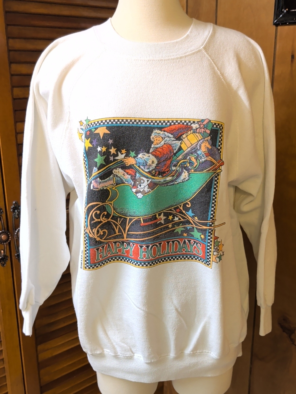 Vintage 1989 Hanes Her Way Happy Holidays Sweatshirt
